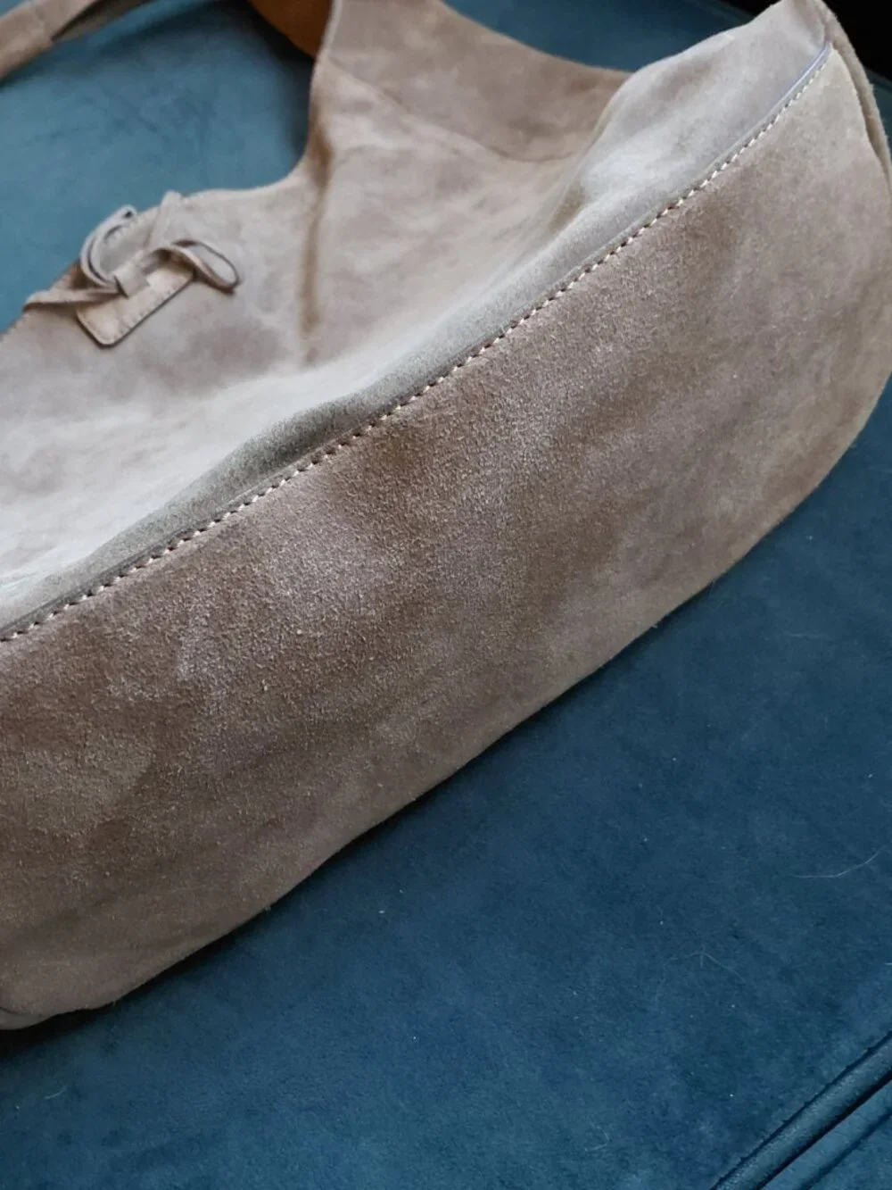 Lucky Brand Genuine Suede Slouchy Hobo Bag With Bow Detail